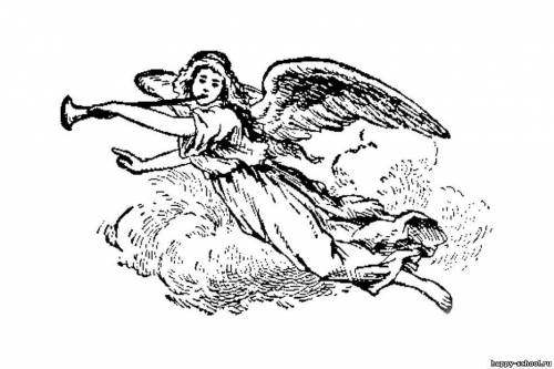 Ангел летящий и трубящий Раскраски Ангелы Картинки