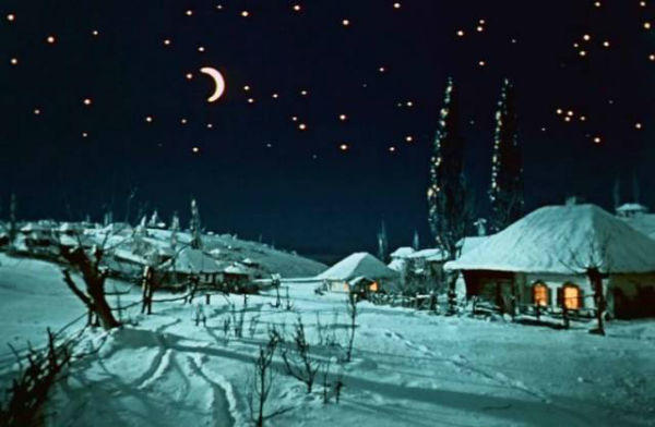 Зимний вечер в деревне